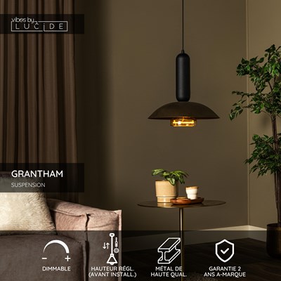 Lucide GRANTHAM - Suspension - Ø 40 cm - 1xE27 - Café | Vibes